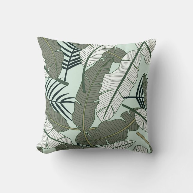 Tropical Leaves: Seamless Nature Pattern. Cushion (Front)