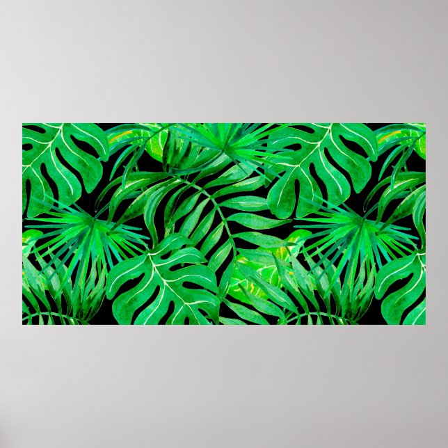 Tropical leaves seamless patern poster (Front)