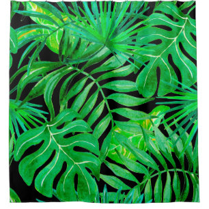 Tropical leaves seamless patern shower curtain
