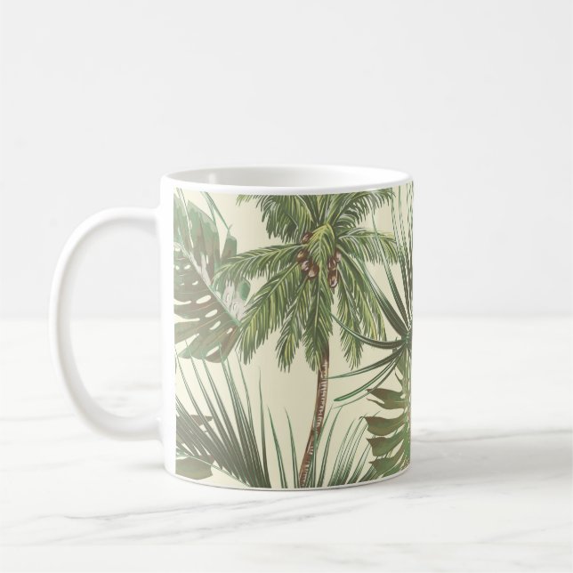 Tropical leaves seamless pattern coffee mug (Left)