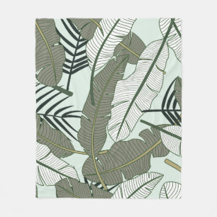 Tropical leaves seamless pattern  fleece blanket