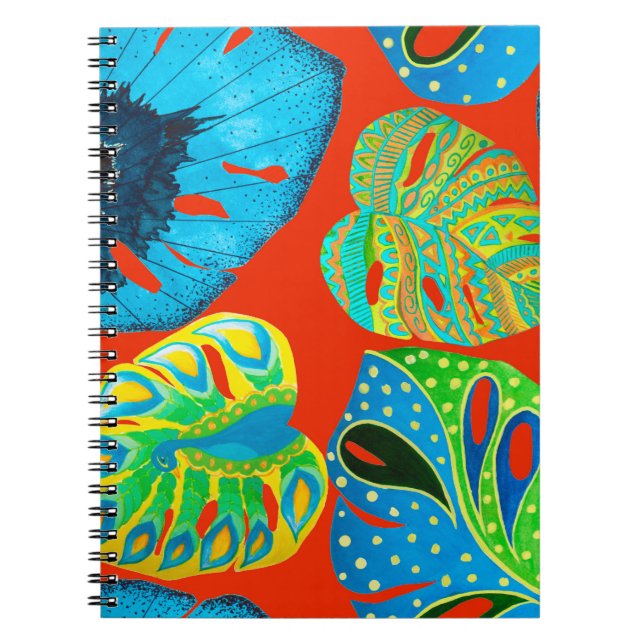 Tropical leaves seamless pattern notebook (Front)