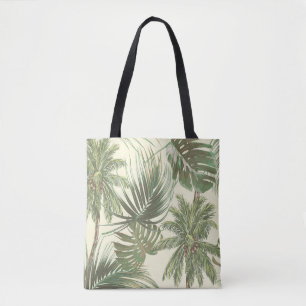 Tropical leaves seamless pattern tote bag