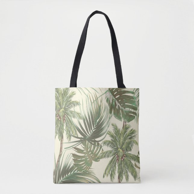 Tropical leaves seamless pattern tote bag (Front)