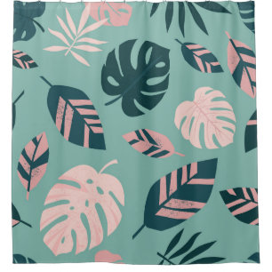 Tropical Leaves: Seamless Vintage Pattern. Shower Curtain