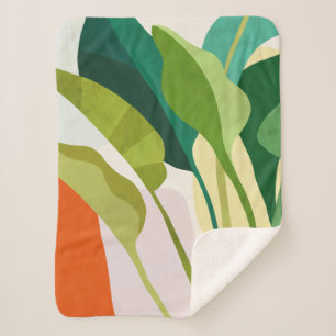 Tropical Leaves Sherpa Blanket