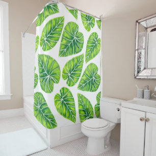 Tropical leaves shower curtain