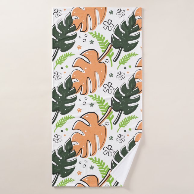 tropical leaves shower curtain bath towel (Bath Towel)