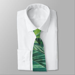 Tropical Leaves Striped Green Foliage Tropics Tie
