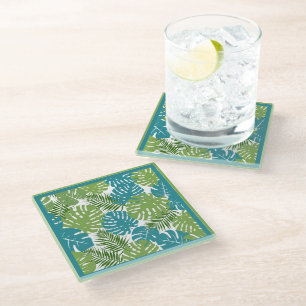 Tropical Leaves, Stunning Colours, Glass Coaster
