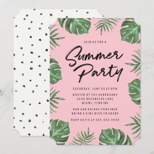 Tropical Leaves   Summer Party Invitation