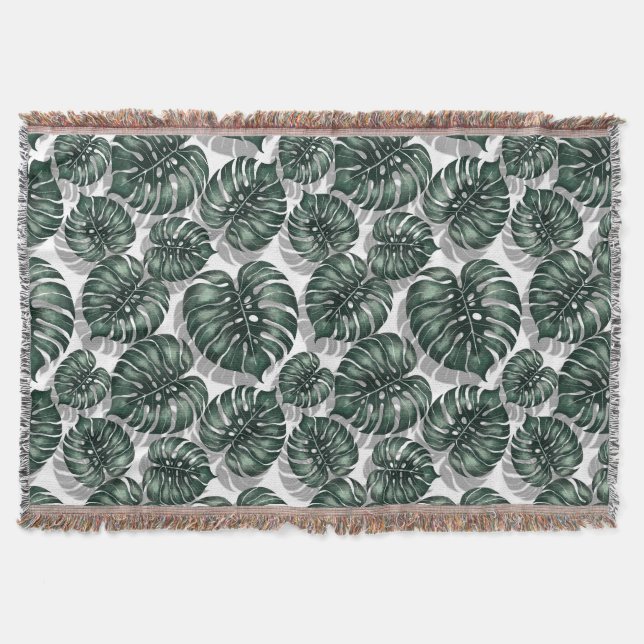Tropical leaves throw blanket (Front)
