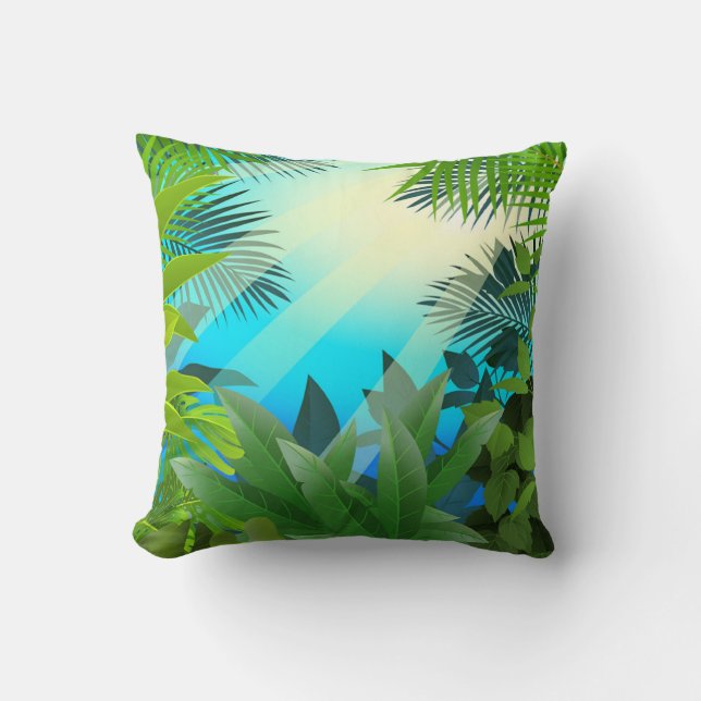 Tropical Leaves Throw Pillow (Front)