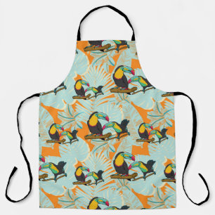 Tropical leaves toucan seamless Pattern Apron