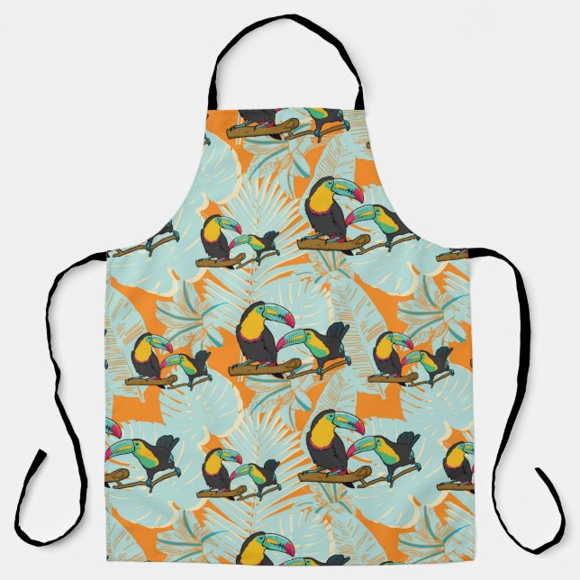 Tropical leaves toucan seamless Pattern Apron (Front)