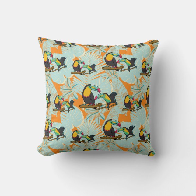 Tropical leaves toucan seamless Pattern Cushion (Front)