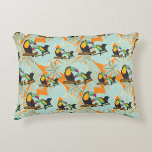 Tropical leaves toucan seamless Pattern Decorative Cushion