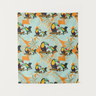 Tropical leaves toucan seamless Pattern Tapestry