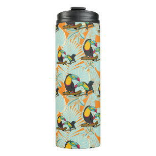Tropical leaves toucan seamless Pattern Thermal Tumbler