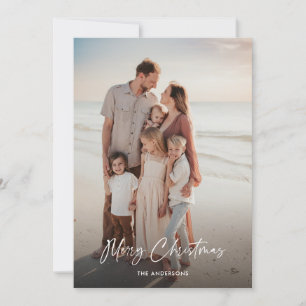 Tropical Leaves Vacation Photo Merry Christmas Holiday Card