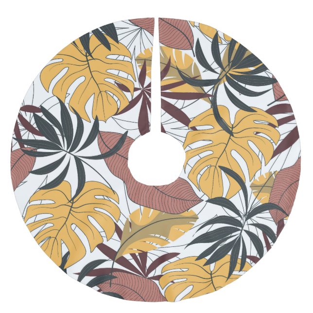 Tropical leaves: vibrant seamless background. brushed polyester tree skirt (Front)