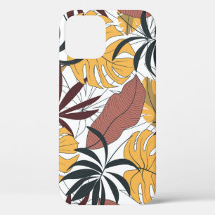 Tropical leaves: vibrant seamless background. iPhone 12 case