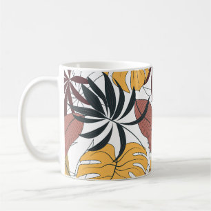 Tropical leaves: vibrant seamless background. coffee mug