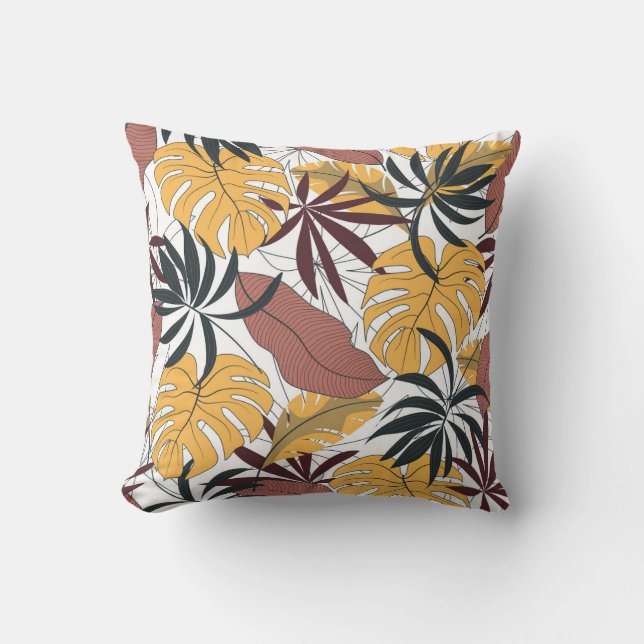 Tropical leaves: vibrant seamless background. cushion (Front)