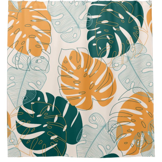 Tropical Leaves: Vintage Jungle Seal Shower Curtain (Front)