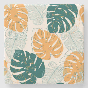 Tropical Leaves: Vintage Jungle Seal Stone Coaster