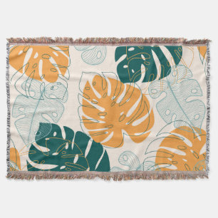 Tropical Leaves: Vintage Jungle Seal Throw Blanket