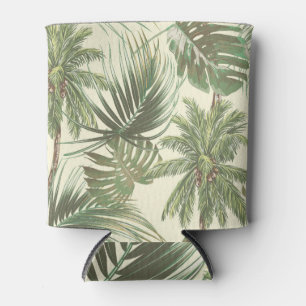 Tropical Leaves Vintage Palms Wallpaper Can Cooler
