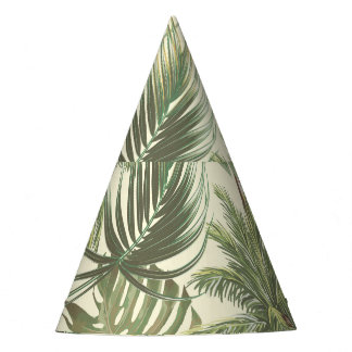 Tropical Leaves Vintage Palms Wallpaper Party Hat