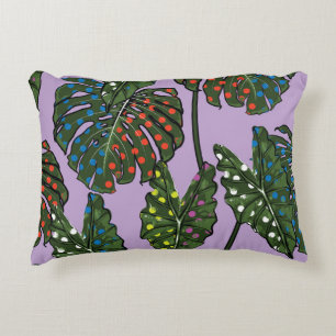 Tropical leaves: vintage polka dot. decorative cushion