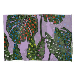 Tropical leaves: vintage polka dot. pillowcase