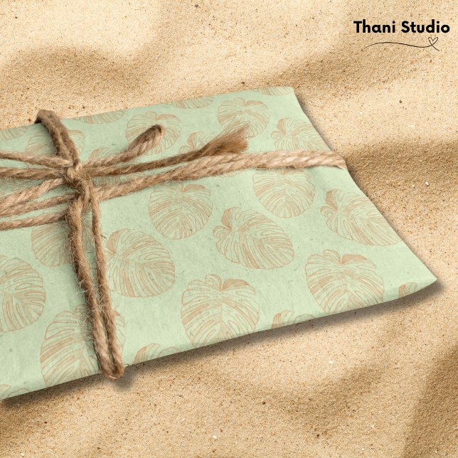 Tropical Leaves Vintage Retro Summer Birthday Tissue Paper (Creator Uploaded)