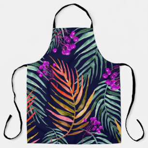 Tropical leaves. Watercolor leaves of a tree, palm Apron