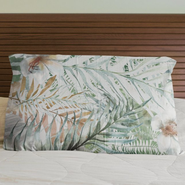 Tropical Leaves Watercolor Pillow Case (Creator Uploaded)