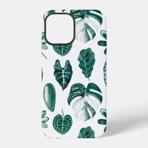 Tropical leaves watercolor seamless pattern with m iPhone 12 case