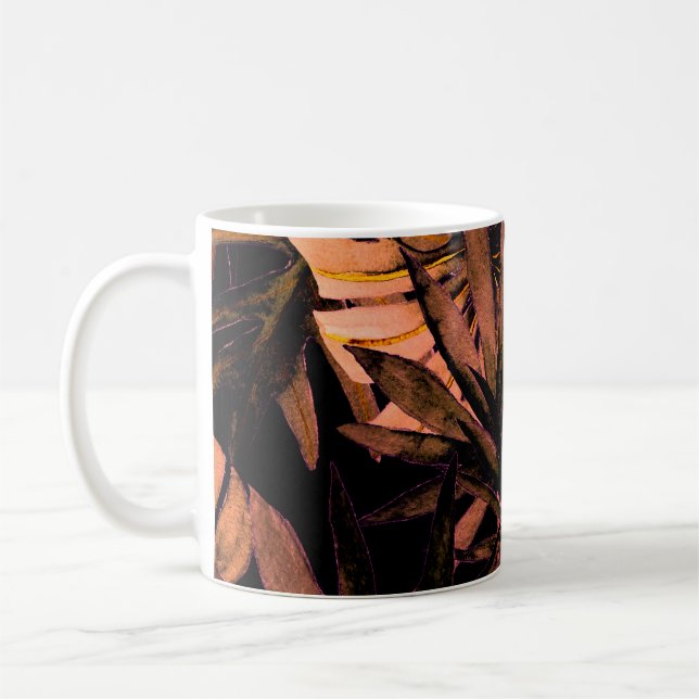 Tropical leaves watercolor, seamless swimwear desi coffee mug (Left)