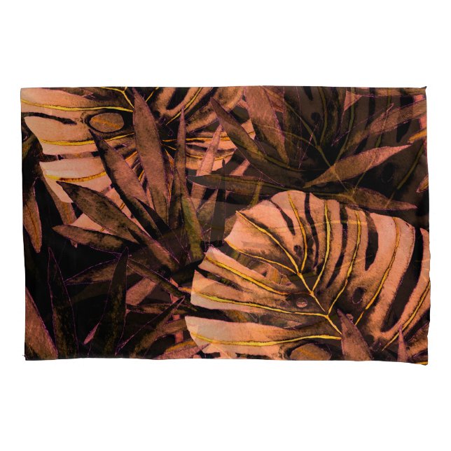 Tropical leaves watercolor, seamless swimwear desi pillowcase (Front)