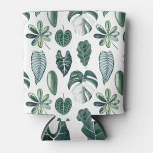 Tropical Leaves Watercolor Seamless Texture Can Cooler