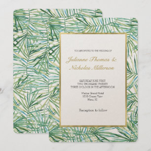 Tropical Leaves Watercolor Wedding Invitation