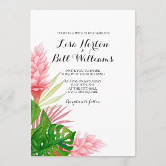 Tropical leaves watercolor wedding invtiation invitation