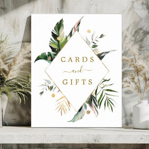 Tropical Leaves Wedding Cards & Gifts Sign