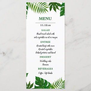 Tropical Leaves Wedding Menu
