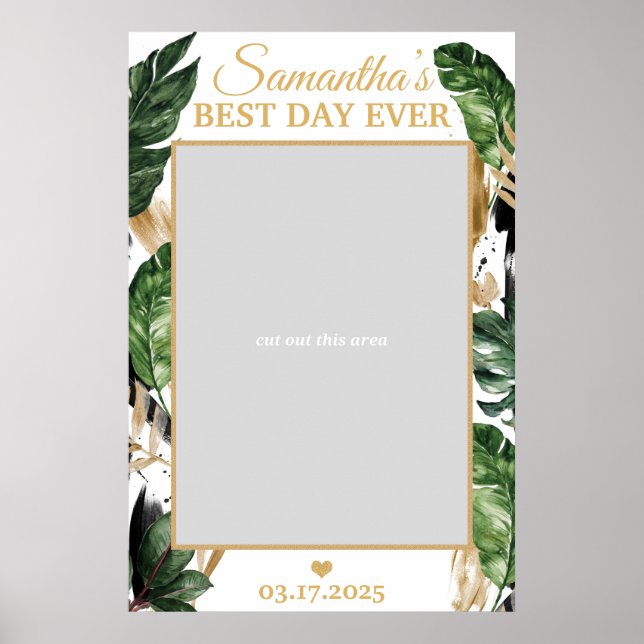 Tropical Leaves Wedding Photo Prop Frame Summer Poster (Front)