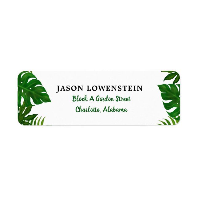 Tropical Leaves | Wedding Return Address Label (Front)