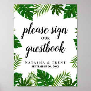 Tropical Leaves Wedding Sign