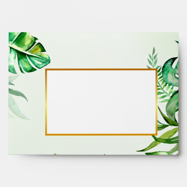Tropical Leaves Wedding Suite A7 Envelope (Front)
